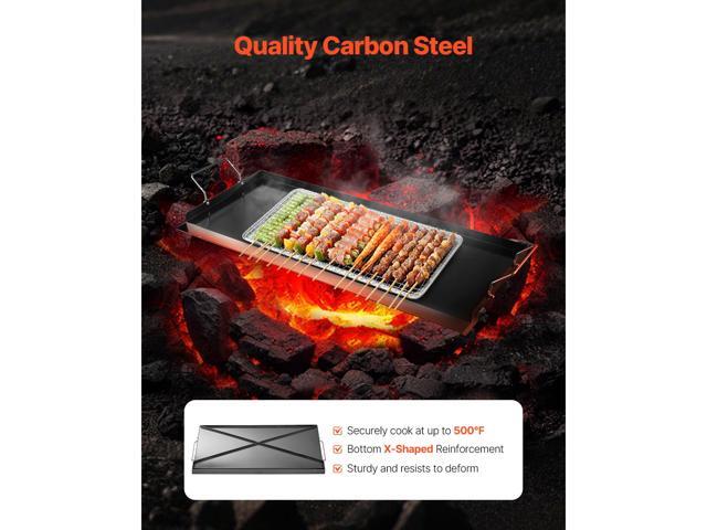 Carbon Steel Griddle, 32x14 inch Universal Flat Top Rectangular Plate, Gas Grill Griddle for BBQ Grill, Teppanyaki, Portable Family Cookware with...