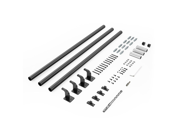 Wall Mounted Stair Handrail, 12ft Pipe Staircase Handrail, Black Galvanized Aluminum, 1.26 inch Pipe Diameter, Indoor & Outdoor Staircase...
