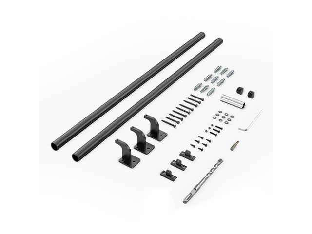 Wall Mounted Stair Handrail, 6ft Pipe Staircase Handrail, Black Galvanized Aluminum, 1.26 inch Pipe Diameter, Indoor & Outdoor Staircase...
