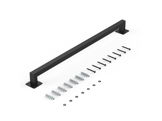 Wall Mounted Stair Handrail, 3ft Black Iron Staircase Handrail Indoor, 250lbs Load Capacity, Industrial Railing Hand Rail for Steps, Square Tube...
