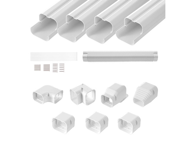 Mini Split Line Set Cover 3-inch W 15.8Ft L, PVC Decorative Pipe Line Cover For Air Conditioner with 4 Straight Ducts & Full Components Easy to...