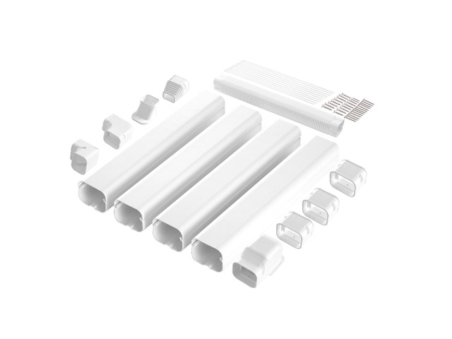 Mini Split Line Set Cover 3-inch W 17.6Ft L, PVC Decorative Pipe Line Cover For Air Conditioner with 4 Straight Ducts & Full Components Easy to...