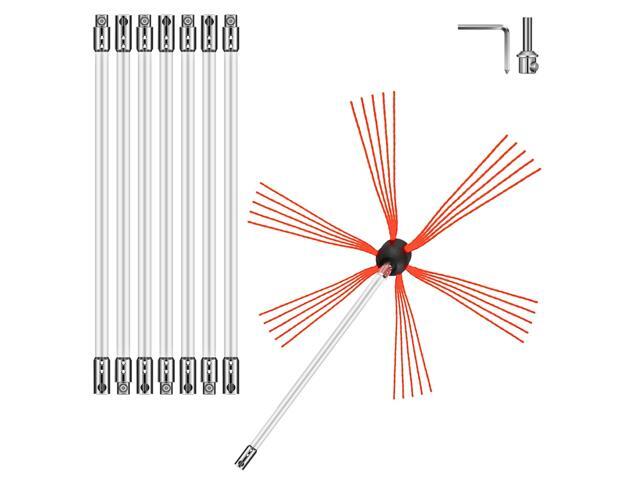 Chimney Sweep Kit 26FT, Chimney Brush 315 Inch Chimney Brush Rod Kit 8 Rods with Nylon Flexible Rods .