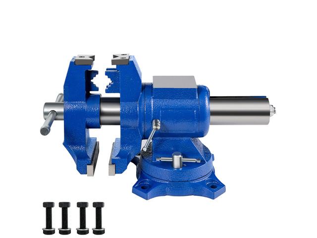5' Heavy Duty Bench Vise, Double Swivel Rotating Vise Head/Body Rotates 360°,Pipe Vise Bench Vices 30Kn Clamping Force,for Clamping Fixing...