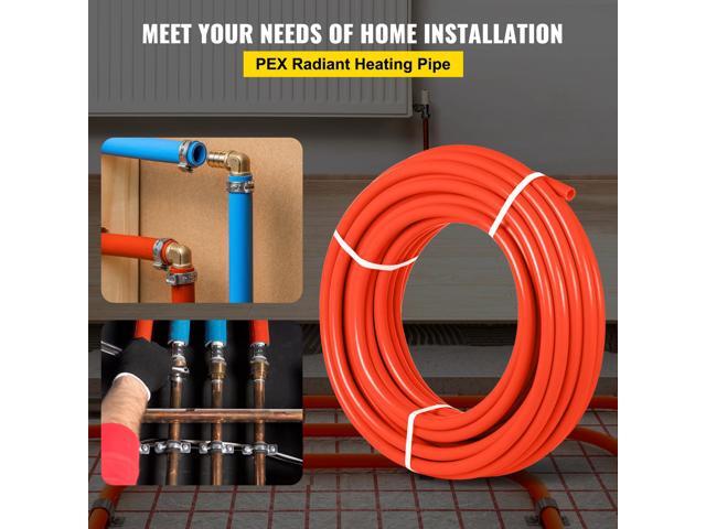 Oxygen Barrier 1/2 Inch 300 Feet Tube Coil EVOH PEX-B Pipe, for Residential Commercial Radiant Floor Heating, Red