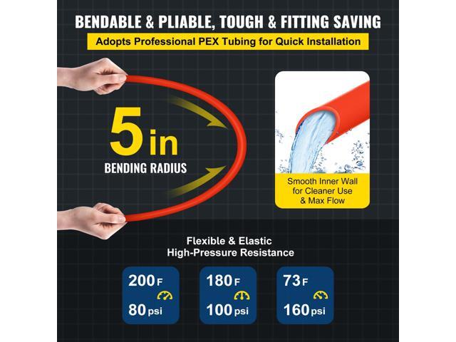 Oxygen Barrier 1/2 Inch 300 Feet Tube Coil EVOH PEX-B Pipe, for Residential Commercial Radiant Floor Heating, Red