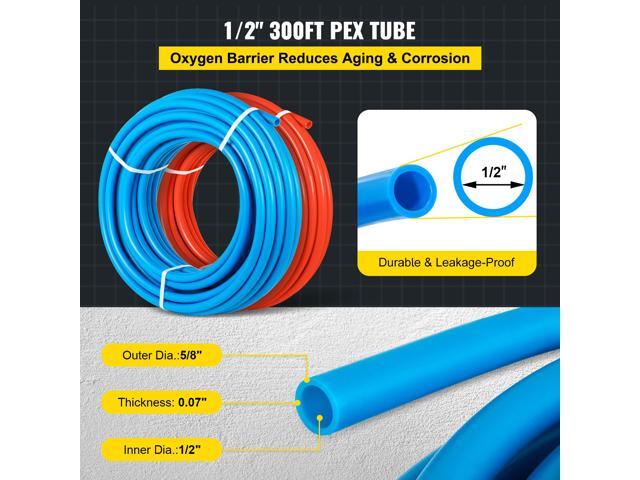 Oxygen-Barrier PEX Tubing 300Ft Red + 300Ft Blue 1/2 Inch Radiant Floor PEX Pipe Radiant Heat Floor Heating Plumbing Cold and Hot Water Tubing