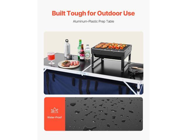 VEVOR Camping Kitchen Table Folding Portable Cook Station 3 Adjustable Height Aluminum