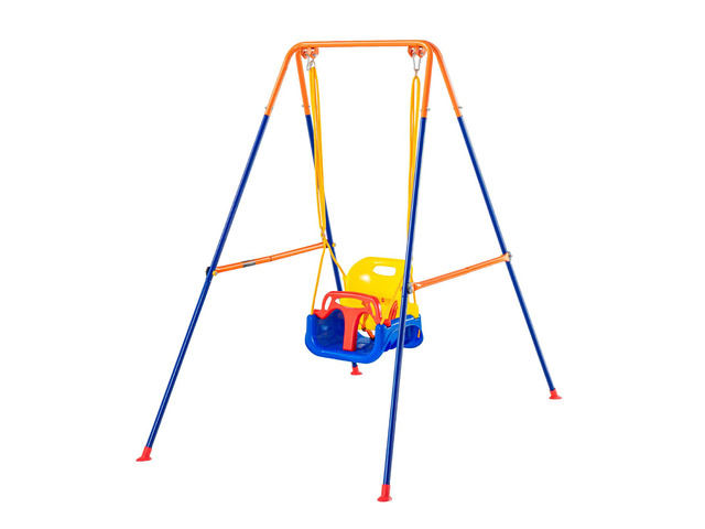 Swing Sets for Backyard, 3-in-1 Toddler Swing Set with 4 Sandbags, Foldable Metal Stand, Easy to Assemble, Swingset Indoor/Outdoor for Kids 3-6...
