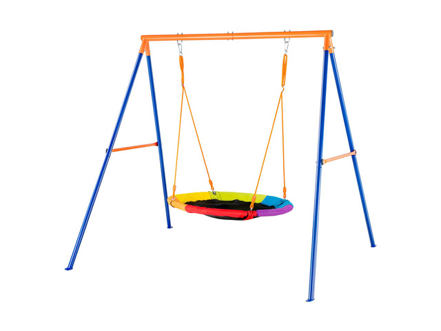 Swing Sets for Backyard, 440lbs Load Capacity Swing Set, 40' Saucer Swing Seat with Heavy Duty A-Frame Metal Swing Stand and Adjustable Rope, Easy...