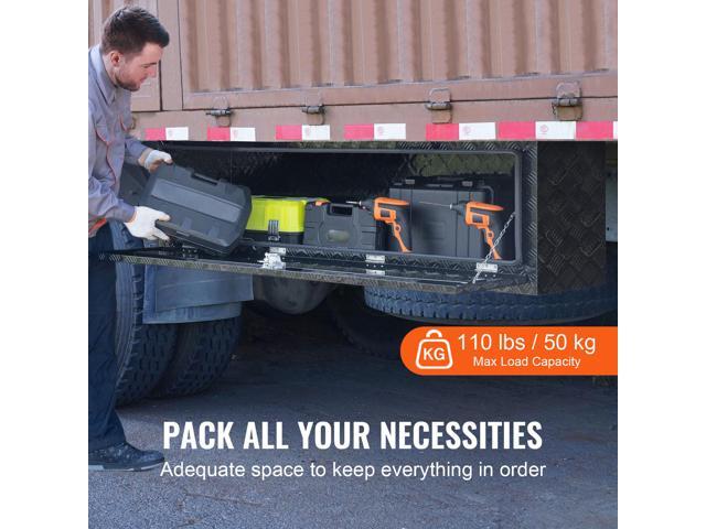 Underbody Truck Box, 60' x 17' x 18' Pickup Storage Box, Heavy Duty Aluminum Diamond Plate Tool Box with Lock and Keys, Waterproof Trailer Storage...