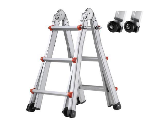 Telescoping Ladder A Frame, 11 FT Compact Aluminum Extension Ladder, Multi-Function Portable Collapsible RV Ladder, Telescopic Ladder for Homework...