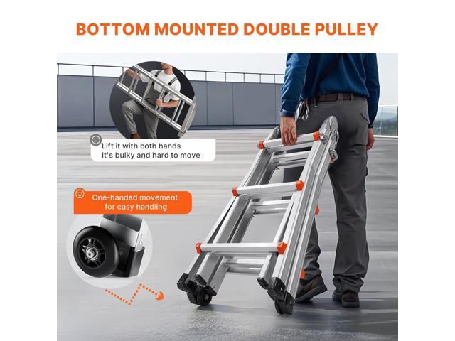 Telescoping Ladder A Frame, 11 FT Compact Aluminum Extension Ladder, Multi-Function Portable Collapsible RV Ladder, Telescopic Ladder for Homework...