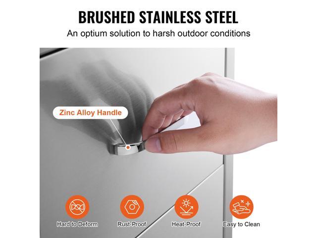 Outdoor Kitchen Drawers 18W x 20.6H x 12.7D Inch, Flush Mount Double BBQ Drawers Stainless Steel with Handle, BBQ Island Drawers for Outdoor...