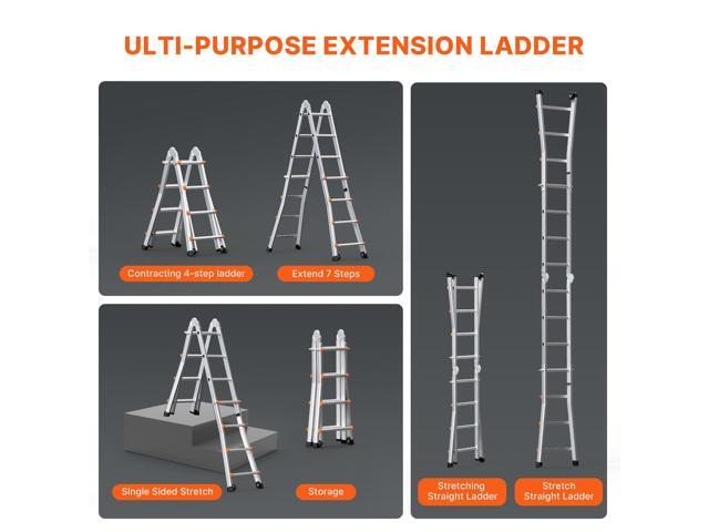Telescoping Ladder A Frame, 13 FT Compact Aluminum Extension Ladder, Multi-Function Portable Collapsible RV Ladder, Telescopic Ladder for Homework...