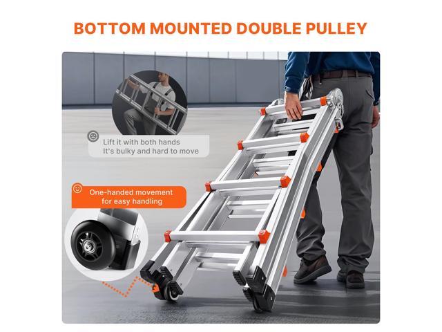 Telescoping Ladder A Frame, 13 FT Compact Aluminum Extension Ladder, Multi-Function Portable Collapsible RV Ladder, Telescopic Ladder for Homework...
