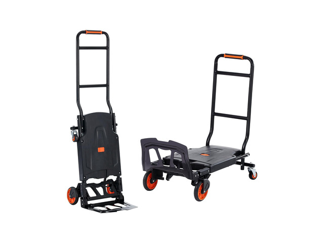 VEVOR Aluminum Hand Truck, 2 in 1, 300 lbs Load Capacity, Heavy Duty Industrial Convertible Folding Hand Truck and Dolly, Utility Cart Converts...