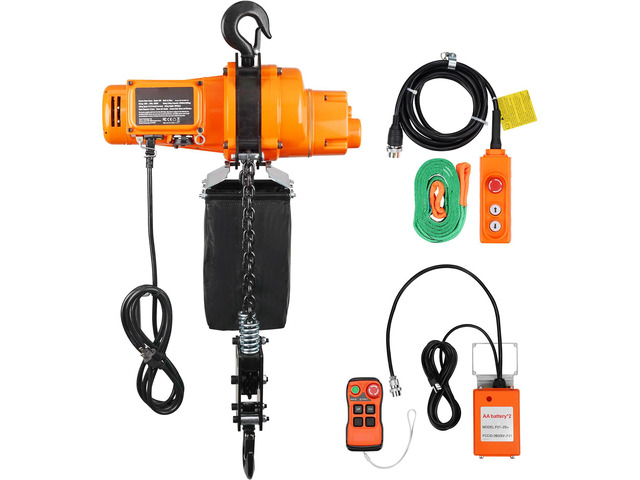 Electric Chain Hoist, 2200 lbs Load, 20 ft Lifting Height, 6.9 ft/min Speed, 120V, Single Phase Overhead Crane with Chain, 328 ft Wireless & 15 ft...