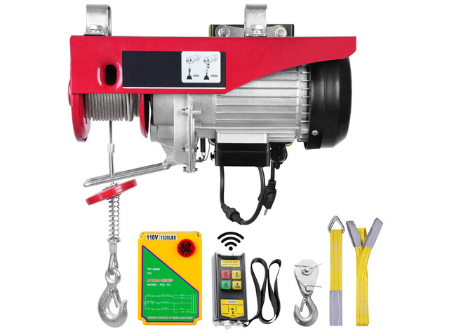 VEVOR Electric Hoist, 1320 lbs Lifting Capacity, 1150W 110V Electric Steel Wire Winch with Wireless Remote Control, 40ft Single Cable Lifting...