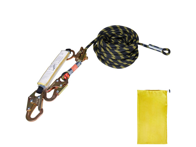 Vertical Lifeline Assembly, 0.55'' x 50' Fall Protection Rope with 30 KN Breaking Tension, Polyester Roofing Rope with Steel Snap Hooks, Rope Grab,...