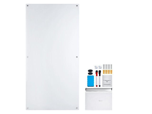 VEVOR Magnetic Glass Whiteboard, Dry Erase Board 72'x36', Wall-Mounted Large White Glassboard Frameless, with Marker Tray, an Eraser and 2...