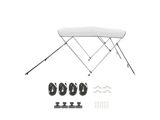 VEVOR 3 Bow Boat Bimini Tops 72'Lx(85'-90')W x 46'H Awning Canopy Light Grey