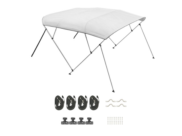 4 Bow Boat Bimini Tops 8'Lx(91'-96')W x 54'H Awning Canopy Light Grey