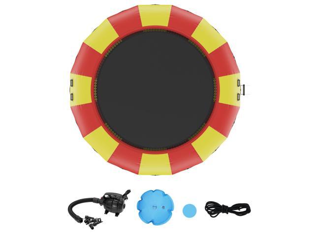 VEVOR Inflatable Water Bouncer, 17ft Recreational Water Trampoline, Portable Bounce Swim Platform with 5-Step Ladder & Electric Air Pump, Kids...