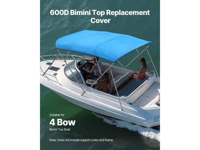 4 Bow Boat Bimini Tops, 600D Polyester Canopy, Waterproof & Sun Protection Boat Awning Canopy with Storage Bag, Bimini Top Replacement,...
