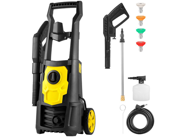 VEVOR Electric Power Washer, 2000 PSI, Max 1.65 GPM Pressure Washer w/ 30 ft Hose & Reel, 5 Quick Connect Nozzles, Foam Cannon, Portable to Clean...