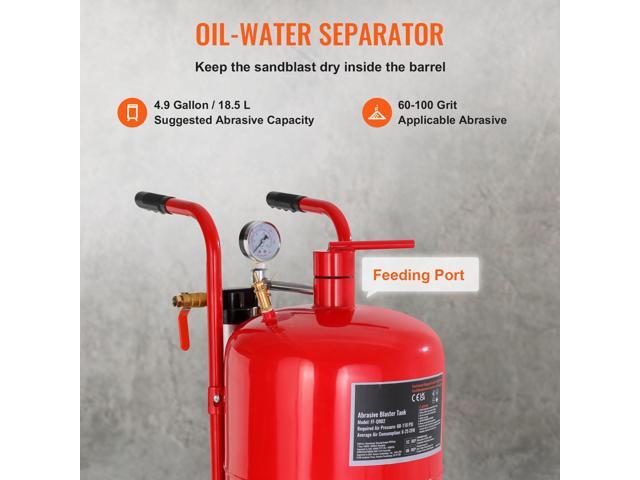 10Gal/40L Sandblaster Equipped with Nozzle Shut-Off Valve Pressure Gauge Ceramic Nozzle 2.5m Hose Filling Funnel Watertrap 6/' Rubber Wheels Grit...