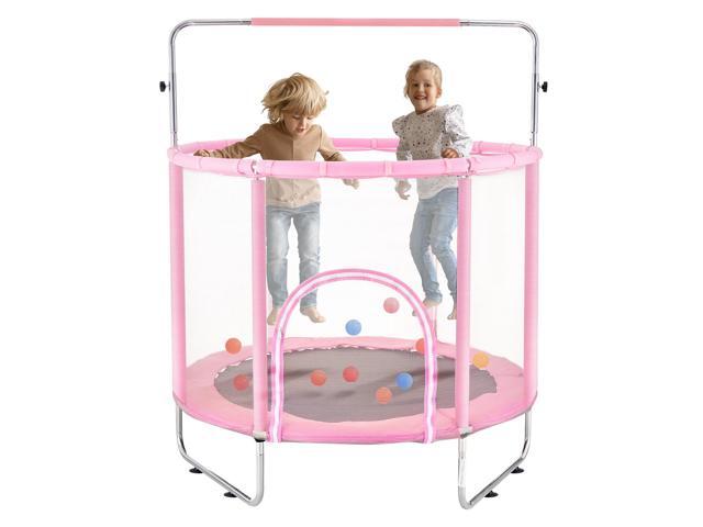 55' Kids Trampoline, 4.6FT Indoor Outdoor Trampoline, Mini Toddler Recreational Trampolinewith Safety Enclosure Net and Basketball Hoop, Birthday...