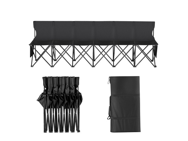 VEVOR 6 Seat Portable Folding Sport Bench Outdoor Camping Chair with Carry Bag