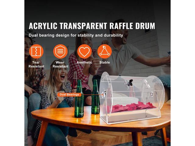 VEVOR Acrylic Raffle Drum,Professional Raffle Ticket Spinning Cage with 2 Keys, Transparent Lottery Spinning Drawing, Holds 5000 Tickets or 200...