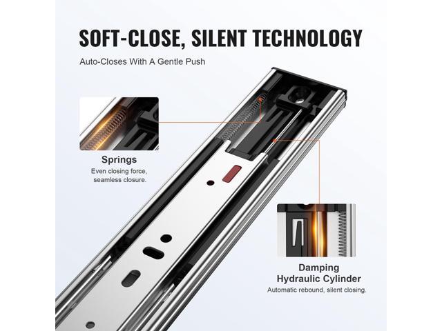 10 Pairs of 24 Inch Drawer Slides Side Mount Rails, Heavy Duty Full Extension Steel Track, Soft-Close Noiseless Guide Glides Cabinet Kitchen...