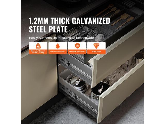 10 Pairs of 24 Inch Drawer Slides Side Mount Rails, Heavy Duty Full Extension Steel Track, Soft-Close Noiseless Guide Glides Cabinet Kitchen...