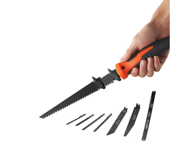 Jab Saw, 6 in Keyhole Saw with Soft Grip Handle, 8-In-1 Multi-Blades Drywall Jab Saw, Sharp Jab Saw with Triple Ground Teeth, for Cutting Drywall...