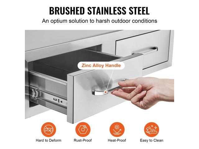 Outdoor Kitchen Drawers 30/' W x 10/' H x 20/' D, Horizontal Double BBQ Access Drawers Stainless Steel with Handle, BBQ Island Drawers for Outdoor...