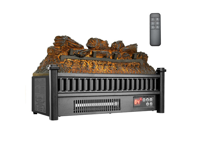 20 Inch Electric Fireplace Log Heater with Remote 5 Flame Brightness Timer
