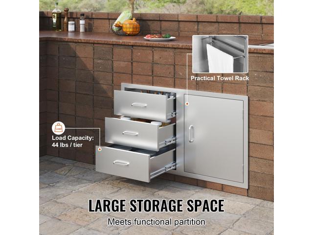 Outdoor Kitchen Door Drawer Combo 38.1/'/'W x 22.6/'/'H x 20.8/'/'D, BBQ Access Door/Triple Drawers Combo with Stainless Steel Handles, Perfect for...