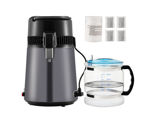 VEVOR Water Distiller 4L 1.05 Gallon Pure Water Purifier Filter For Home Countertop 750W Distilled Water Maker Stainless Steel Interior Distiller...