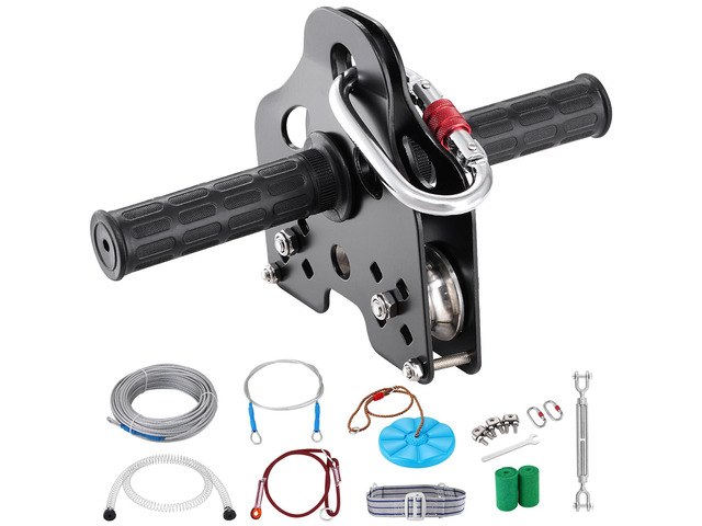 Zipline Kit for Kids and Adult, 60 ft Zip Line Kits Up to 500 lb, Backyard Outdoor Quick Setup Zipline, Playground Entertainment with Stainless...