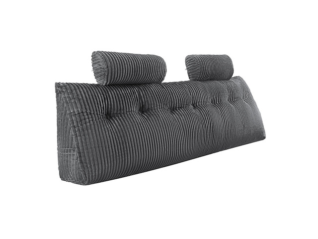 VEVOR Headboard Pillow, King Size Wedge Headboard Pillow with 2 Side Pockets and 2 Headrests, Bed Wedge Pillow with Washable Flannel Cloth, for...