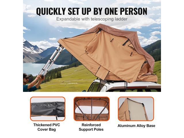 Rooftop Tent Hard Shell, Naturnest Rooftop Tent Hardshell for 2-3 Person, Folding Hard Shell Roof Top Tent with Telescopic Ladder Mattress PVC...