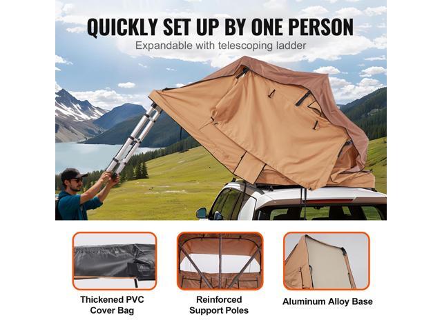 Rooftop Tent Hard Shell, Naturnest Rooftop Tent Hardshell for 2-3 Person, Folding Hard Shell Roof Top Tent with Telescopic Ladder Mattress PVC...