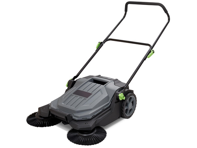 VEVOR Walk-behind Hand Push Floor Sweeper, 25.6' Sweeping Width Floor Sweeper Manual Non-Electric, 5-Gallon Waste Container, Angle & Height...