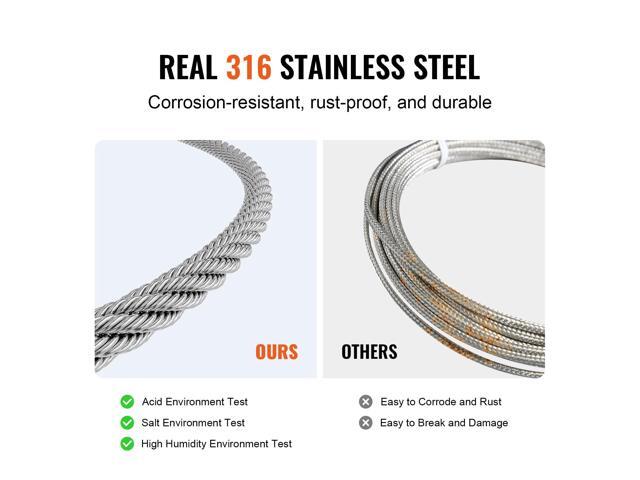 Wire Rope Kit, 1/8' 600 ft 316 Stainless Steel Cable with Cutter and Gloves, 1600 lbs Breaking Strength, 7x7 Strands Construction Marine Aircraft...