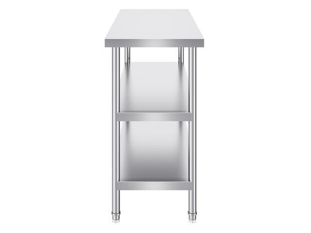 VEVOR Stainless Steel Food Prep Table, 18 x 48 x 34 Inch Commercial Kitchen Worktable, with 2 Adjustable Undershelf, Heavy Duty Prep Table Metal...