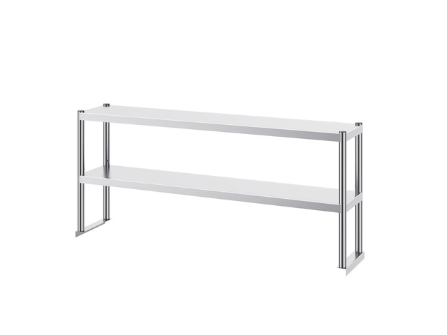 VEVOR Double Overshelf, Double Tier Stainless Steel Overshelf, 12 x 60 Inch Double Deck Overshelf, Height Adjustable Overshelf Prep Work Table for...