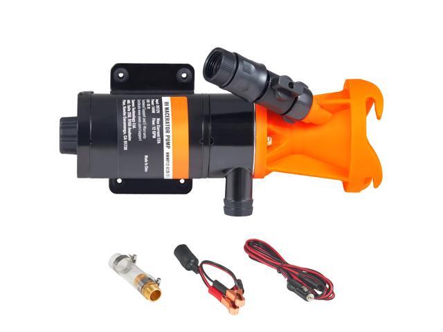 RV Portable Macerator Pump, 12V, 12GMP Quick Release RV Waste Pump, RV Sewage Sewer Pump with Detachable Quick Connection Valve Metal Hose Clamp...